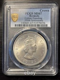 British Bermuda, 1959 Elizabeth II Crown. PCGS MS 67. 100,000 Mintage