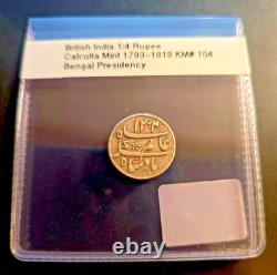 British India 1793-1818 1/4 Rupee Bengal Presidency Calcutta mint KM# 104 RARE