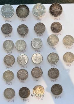 COINS 22 Canada Silver Half Dollars 1940s 1960s King George 4 SLVRDollars 26