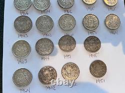 COINS 22 Canada Silver Half Dollars 1940s 1960s King George 4 SLVRDollars 26