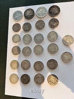 COINS 22 Canada Silver Half Dollars 1940s 1960s King George 4 SLVRDollars 26