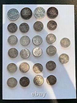 COINS 22 Canada Silver Half Dollars 1940s 1960s King George 4 SLVRDollars 26