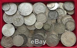 COLLECTION SILVER WORLD COINS, LOT ONLY SILVER, 79PC 591G #xx4 023