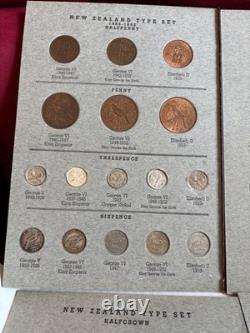 COMPLETE New Zealand Type Set & Dansco #447 Folder Collection x34 Coins, Silver