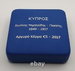 CYPRUS 2017 SILVER PROOF 5 EURO POETS SERIES Michaelides