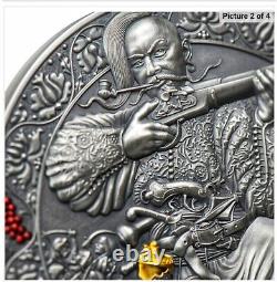 Cameroon 2021 Zaporozhian Cossack Legendary Warriors 3 oz Antique Finish Silver