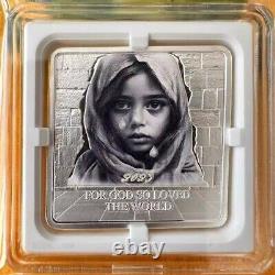 Cameroon 2023 1oz Curved Silver Coin-A crying Palestinian girl prays for peace