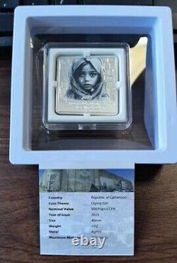 Cameroon 2023 1oz Curved Silver Coin-A crying Palestinian girl prays for peace