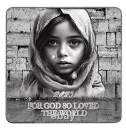 Cameroon 2023 1oz Curved Silver Coin-A crying Palestinian girl prays for peace