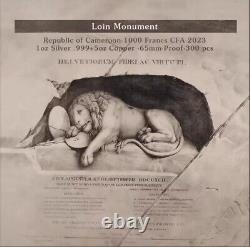 Cameroon 2023 Lucerne's sad lion -Bimetallic commemorative coin 1ozAg+5oz copper