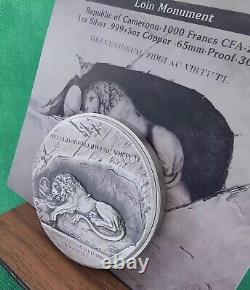 Cameroon 2023 Lucerne's sad lion -Bimetallic commemorative coin 1ozAg+5oz copper