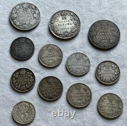 Canada-Leaning World Silver Coin Lot. 12 Coins. ASW 1.0676. 1906-1919. R18