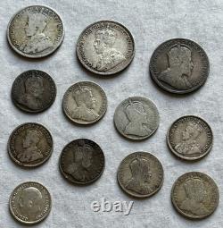 Canada-Leaning World Silver Coin Lot. 12 Coins. ASW 1.0676. 1906-1919. R18