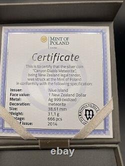 Canyon Diablo Meteorite Silver Coin, 2014, Mintage 666