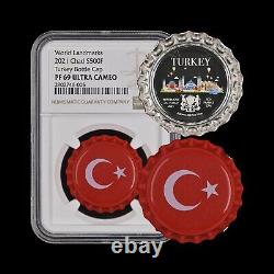 Chad. 2021, 500 Francs, Silver NGC PF69 Top Pop? Bottle Cap, Turkey