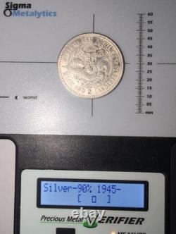 China 1897 Kiang Nan 7 Mace 2 Candareens Silver Dollar Coin Sigma Tested #QT14