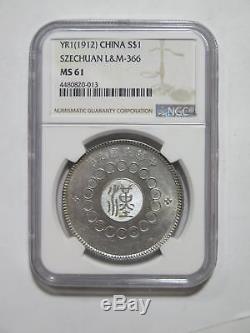 China 1912 Yr1 $1 Szechuan Silver Type Ngc Ms61 Old World Coin Collection Lot
