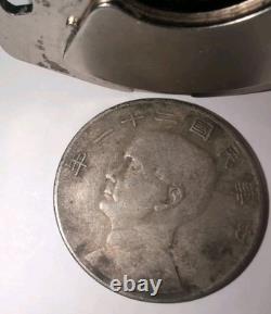 China 1933 Sun Yat Sen Birds Junk Silver Dollar Coin Tested #AP72