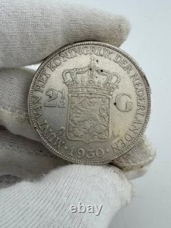 Coin 1930 NETHERLANDS (WILHELMINA) 2-1/2 GULDEN