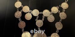 Coin Necklace, Three Pence Six Pence One Shilling And Half Crown, 72 Grams