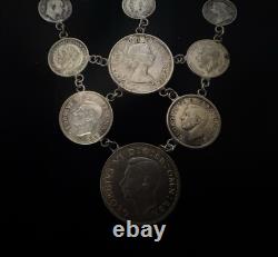 Coin Necklace, Three Pence Six Pence One Shilling And Half Crown, 72 Grams