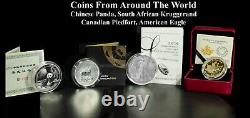 Coins From Around the World'16 Panda,'17 Kruggerand'16 Am Eagle'17 Canadian