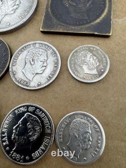 Coins Lot 8 Hawaii Kingdom Coin 1883, 1881, 1847. Coin 1 Dollar, 1/2, 1/4 More
