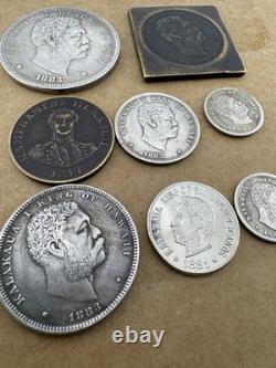 Coins Lot 8 Hawaii Kingdom Coin 1883, 1881, 1847. Coin 1 Dollar, 1/2, 1/4 More