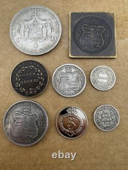 Coins Lot 8 Hawaii Kingdom Coin 1883, 1881, 1847. Coin 1 Dollar, 1/2, 1/4 More