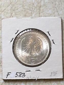 Commemorative 5 Mark Germany 1970F BEETHOVEN Coin Silver UNC