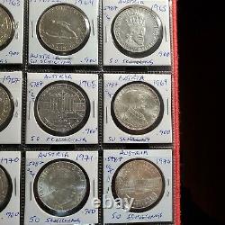 Complete Set Austria 50 schilling commemorative coin collection -12.44 oz silver