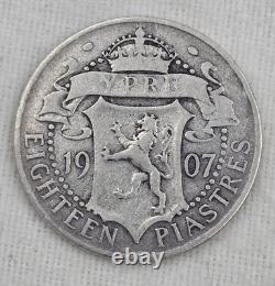 Cyprus Silver 18 Piastres 1907 King Edward Coin Rare