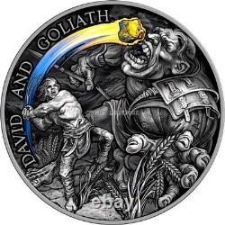 David and Goliath 2 oz silver coin Ghana 2022