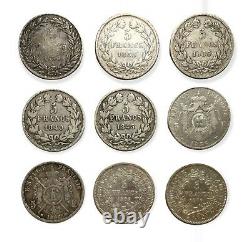 #E0903 France Lot of 9 Silver coins 1830 1876 222 g Full Silver