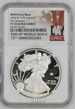End Of World War II 75th Anniversary American Eagle Silver Coin NGC PF70 IN HAND
