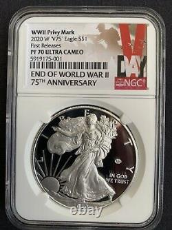 End Of World War II 75th Anniversary American Eagle Silver Coin NGC PF70 IN HAND