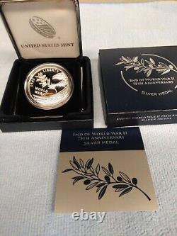 End of World War II 75th Anniversary Silver Medal Coin 20XH NEW IN BOX
