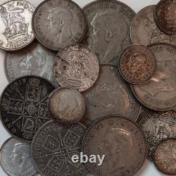 England Silver Coin Lot Of 17 Threepence Sixpence Shillings Florins Half Crowns