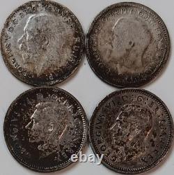 England Silver Coin Lot Of 17 Threepence Sixpence Shillings Florins Half Crowns