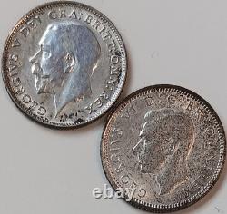 England Silver Coin Lot Of 17 Threepence Sixpence Shillings Florins Half Crowns