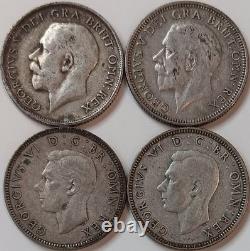 England Silver Coin Lot Of 17 Threepence Sixpence Shillings Florins Half Crowns