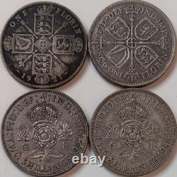 England Silver Coin Lot Of 17 Threepence Sixpence Shillings Florins Half Crowns