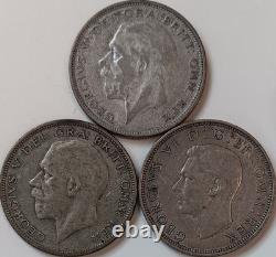 England Silver Coin Lot Of 17 Threepence Sixpence Shillings Florins Half Crowns