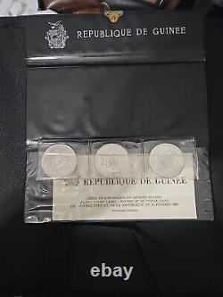 Equatorial Guinee 1958 Rare 3 Silver Coin Set With GOA 1000/1000
