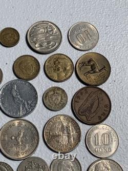 Estate Lot Of Foreign Coins Including Coin Silver, 60%, Thailand Bahts & More