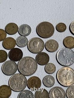Estate Lot Of Foreign Coins Including Coin Silver, 60%, Thailand Bahts & More