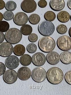 Estate Lot Of Foreign Coins Including Coin Silver, 60%, Thailand Bahts & More