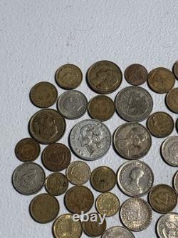 Estate Lot Of Foreign Coins Including Coin Silver, 60%, Thailand Bahts & More