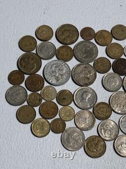 Estate Lot Of Foreign Coins Including Coin Silver, 60%, Thailand Bahts & More