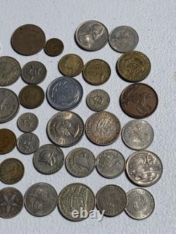 Estate Lot Of Foreign Coins Including Coin Silver, 60%, Thailand Bahts & More